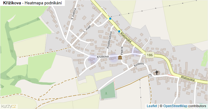 Křižíkova - mapa podnikání