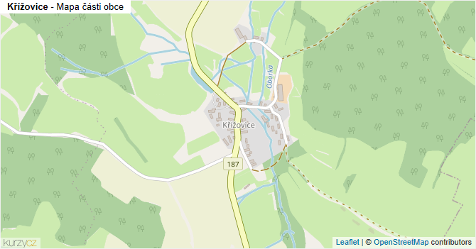 Křížovice - mapa části obce