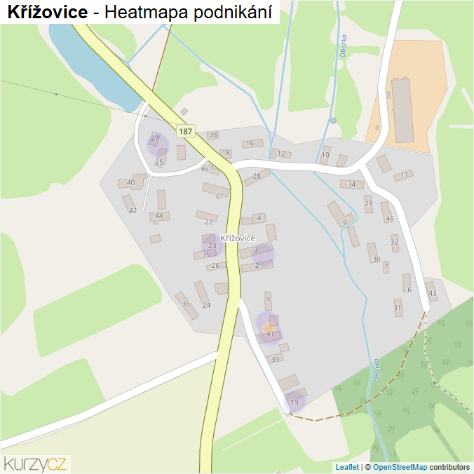 Mapa Křížovice - Firmy v části obce.