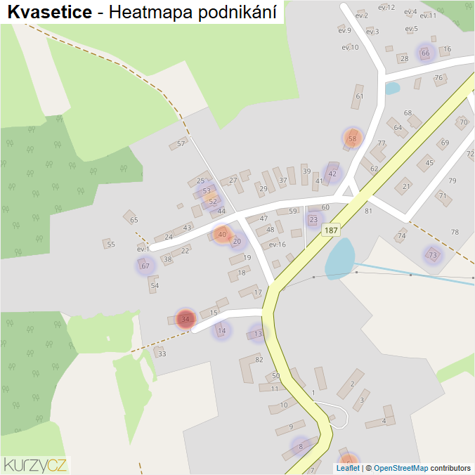 Mapa Kvasetice - Firmy v části obce.