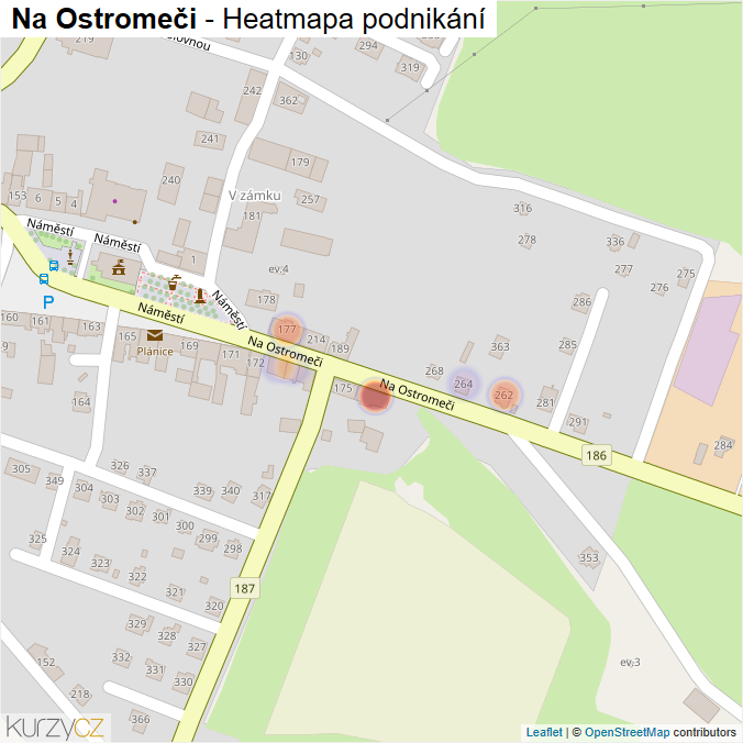 Mapa Na Ostromeči - Firmy v ulici.