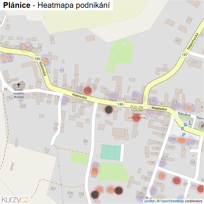 Mapa Plánice - Firmy v části obce.