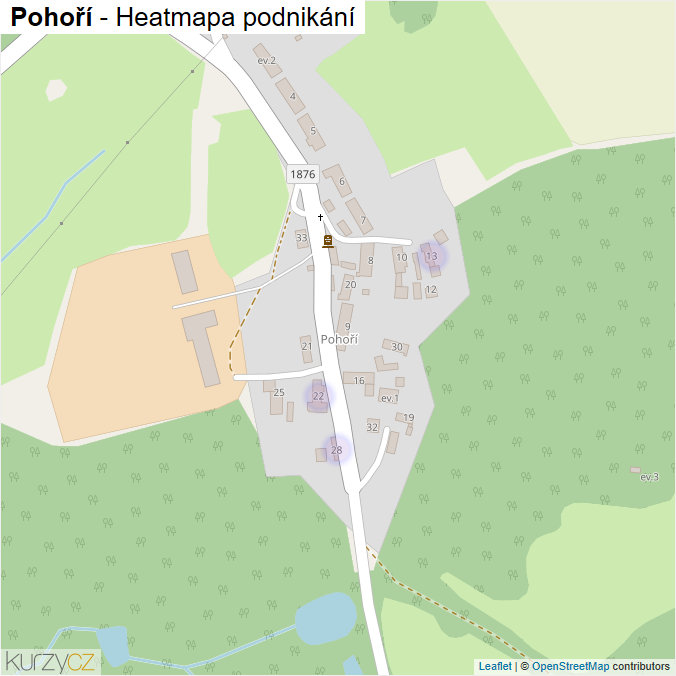 Mapa Pohoří - Firmy v části obce.