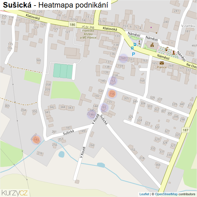 Mapa Sušická - Firmy v ulici.