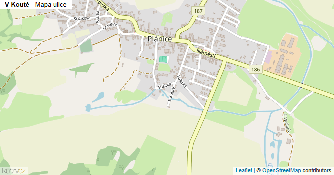V Koutě - mapa ulice