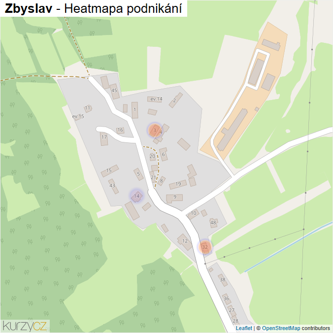 Mapa Zbyslav - Firmy v části obce.