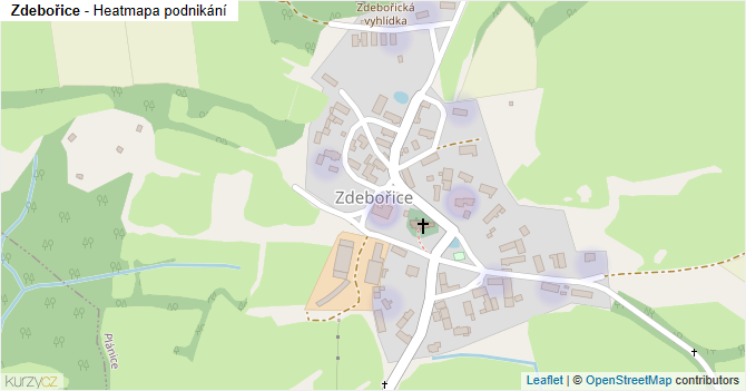 Zdebořice - mapa podnikání