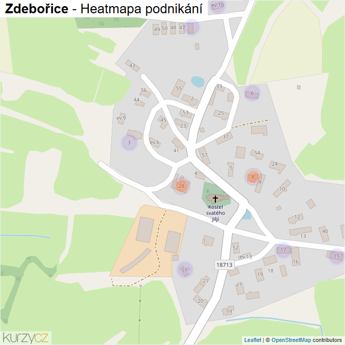 Mapa Zdebořice - Firmy v části obce.