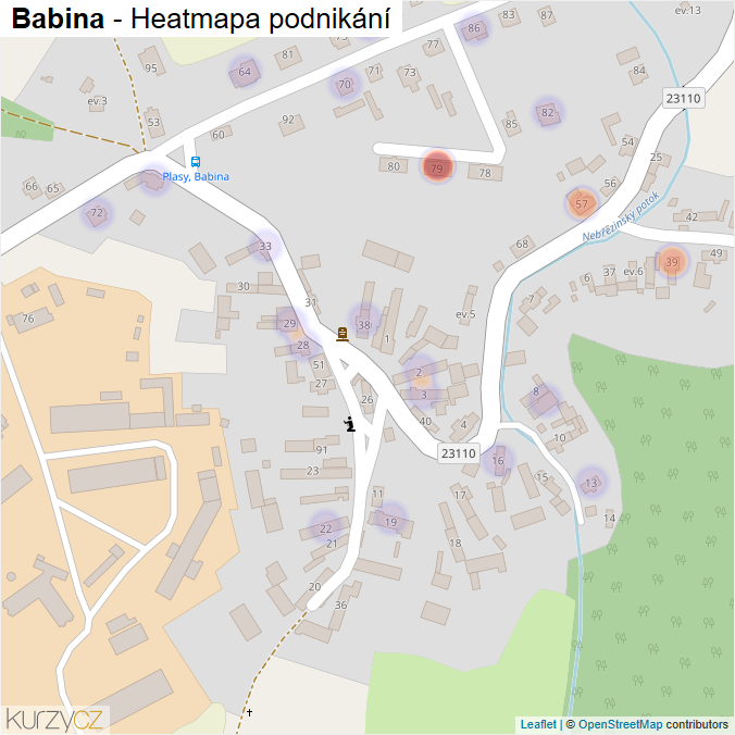 Mapa Babina - Firmy v části obce.