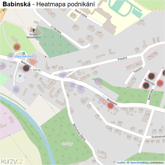 Mapa Babinská - Firmy v ulici.