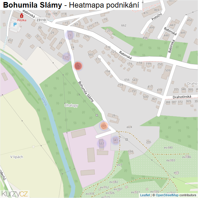Mapa Bohumila Slámy - Firmy v ulici.