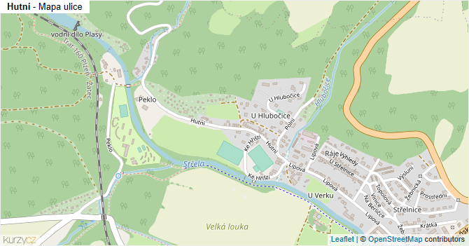 Hutní - mapa ulice