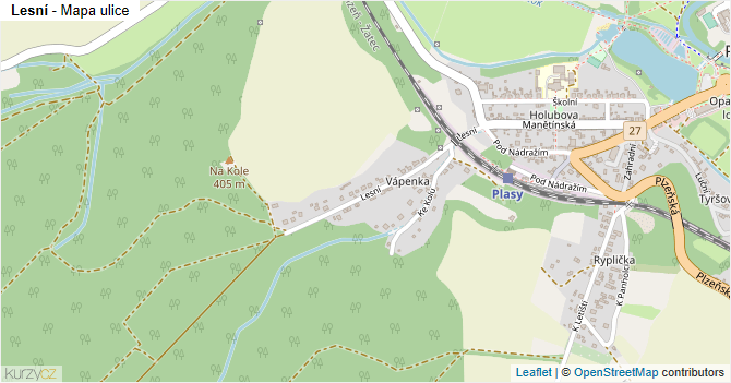 Lesní - mapa ulice