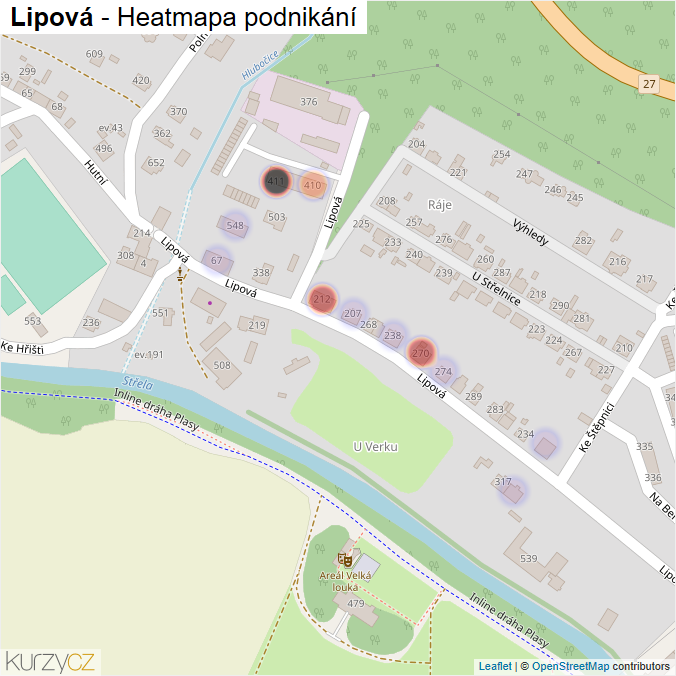 Mapa Lipová - Firmy v ulici.