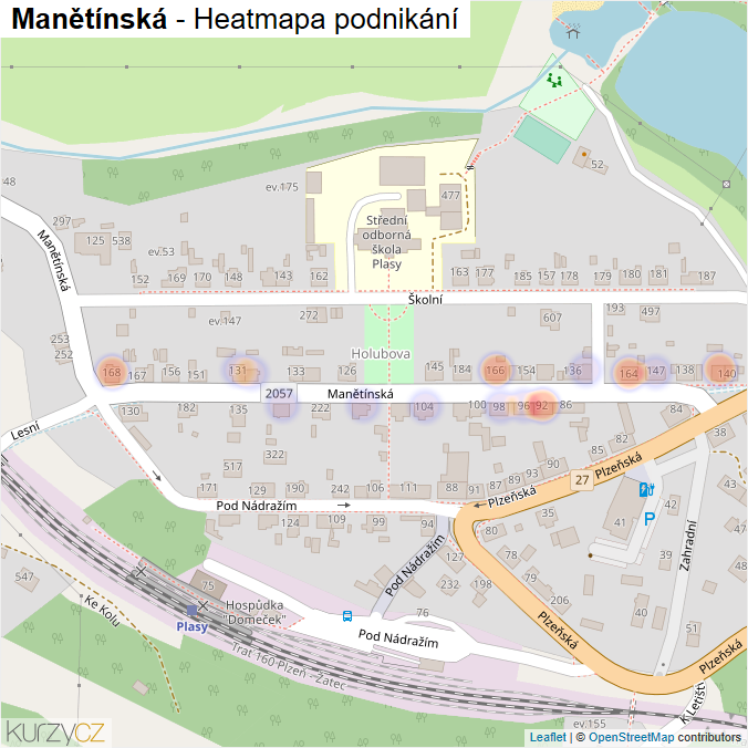 Mapa Manětínská - Firmy v ulici.