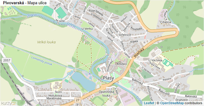 Pivovarská - mapa ulice