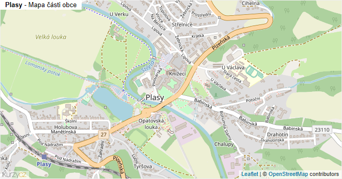 Plasy - mapa části obce