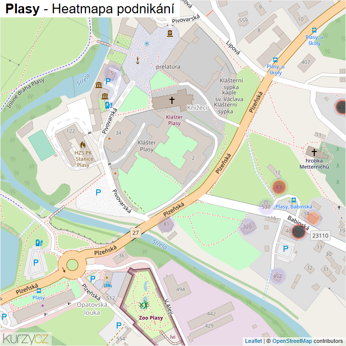 Mapa Plasy - Firmy v části obce.