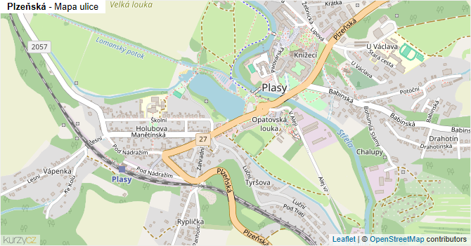 Plzeňská - mapa ulice