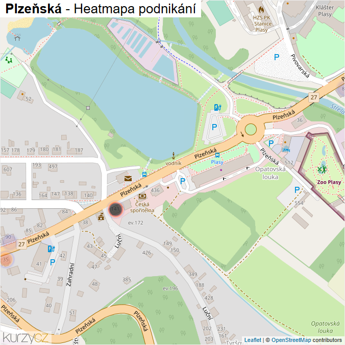 Mapa Plzeňská - Firmy v ulici.