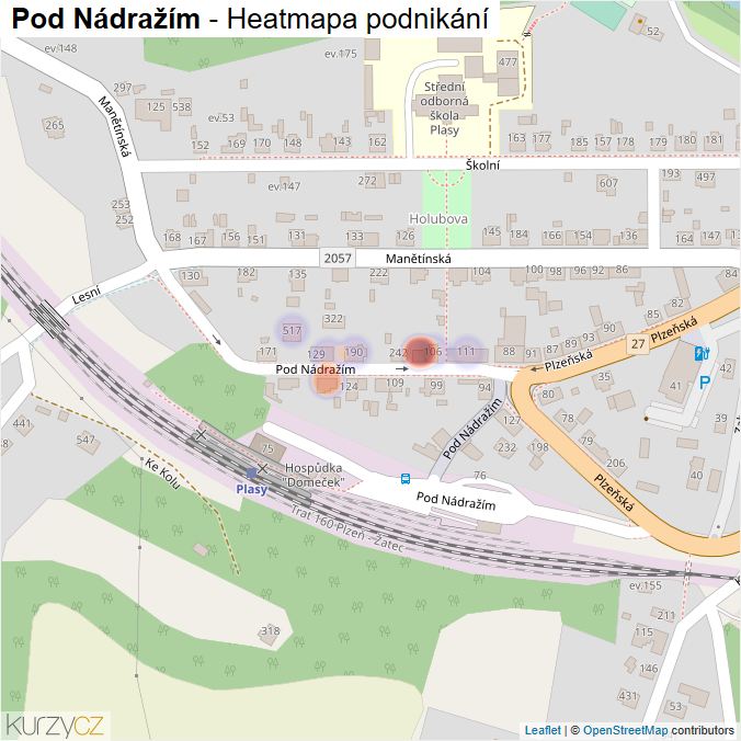 Mapa Pod Nádražím - Firmy v ulici.