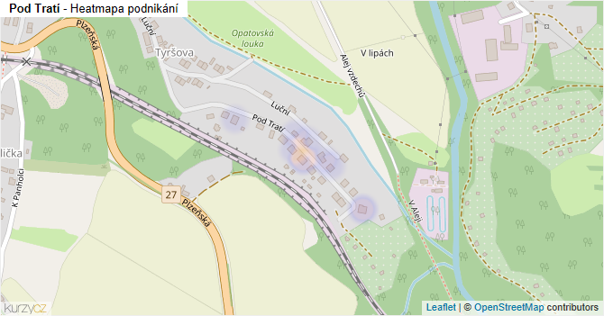 Pod Tratí - mapa podnikání