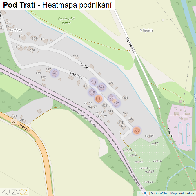 Mapa Pod Tratí - Firmy v ulici.
