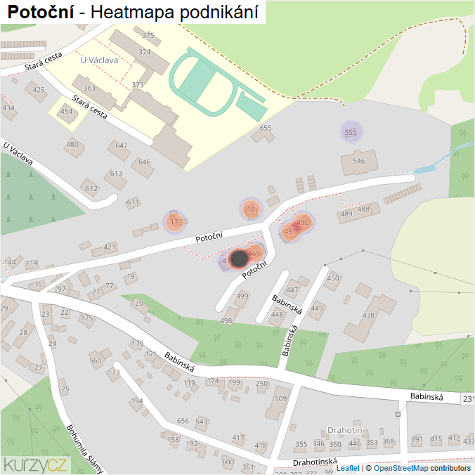 Mapa Potoční - Firmy v ulici.