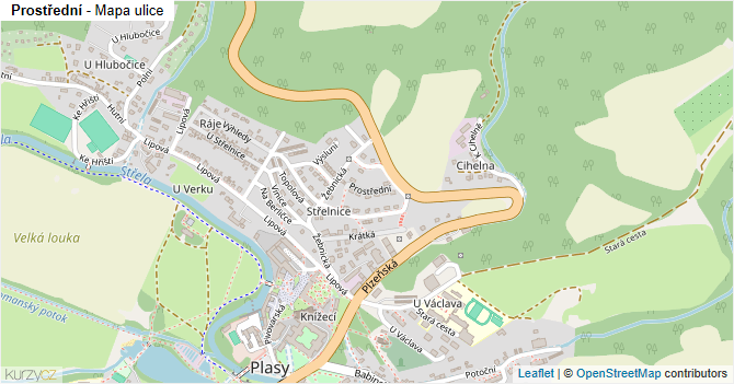 Prostřední - mapa ulice