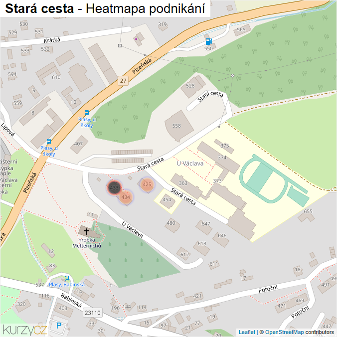 Mapa Stará cesta - Firmy v ulici.