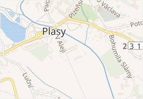 V Aleji v obci Plasy - mapa ulice