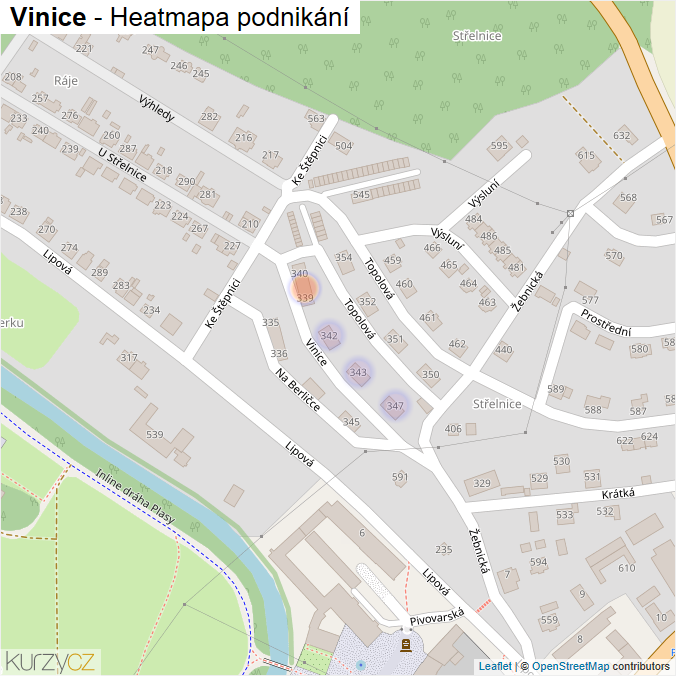 Mapa Vinice - Firmy v ulici.