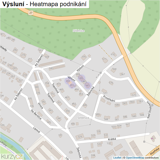 Mapa Výsluní - Firmy v ulici.