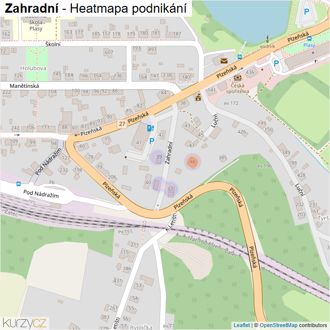Mapa Zahradní - Firmy v ulici.
