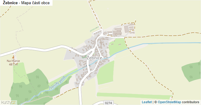Žebnice - mapa části obce