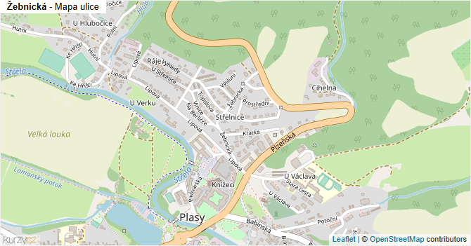 Žebnická - mapa ulice