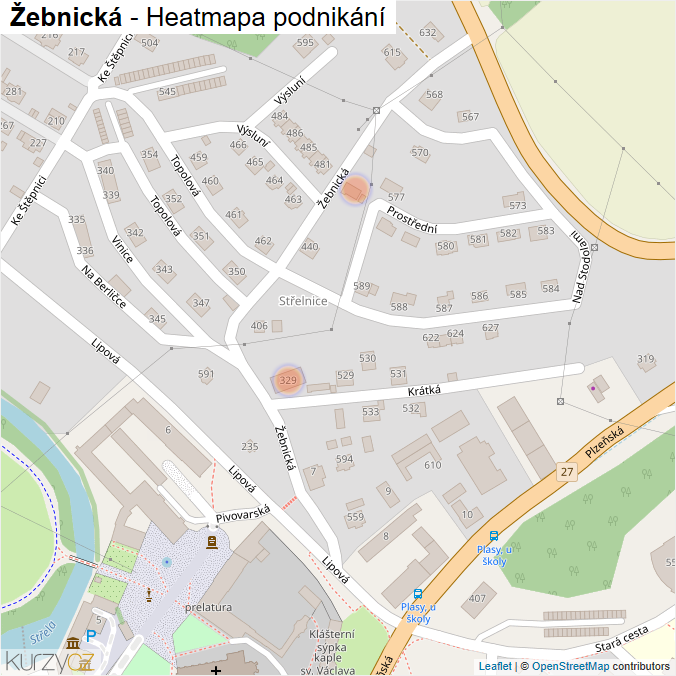 Mapa Žebnická - Firmy v ulici.