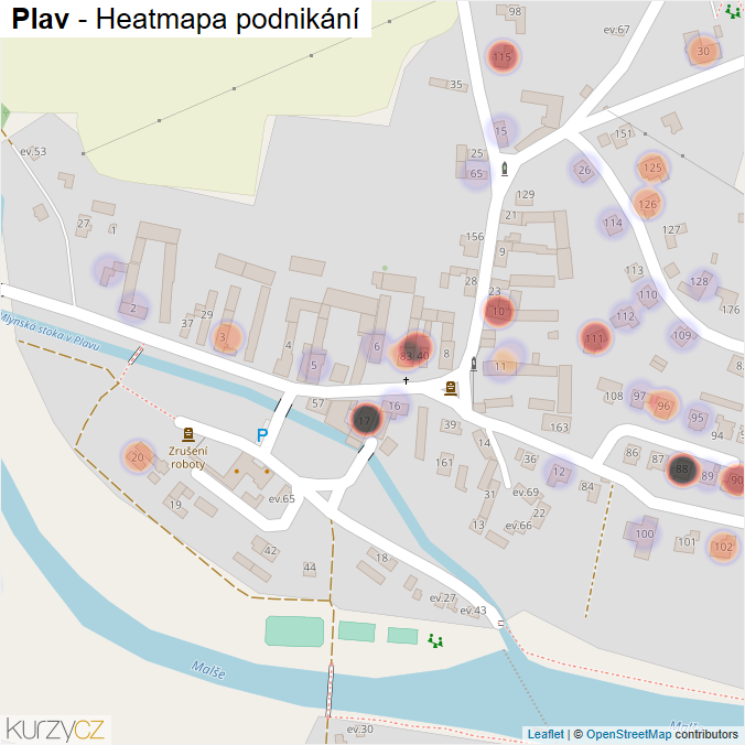 Mapa Plav - Firmy v části obce.