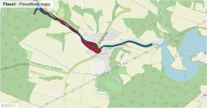Plaveč - záplavové mapy stoleté vody