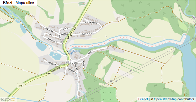 Březí - mapa ulice
