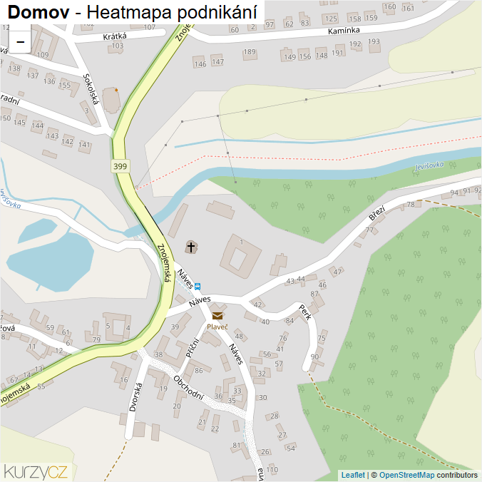 Mapa Domov - Firmy v ulici.