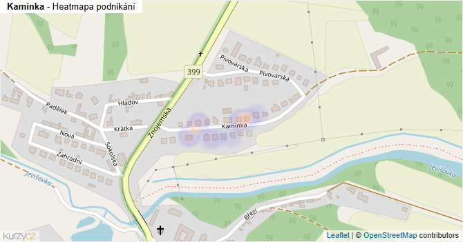 Kamínka - mapa podnikání