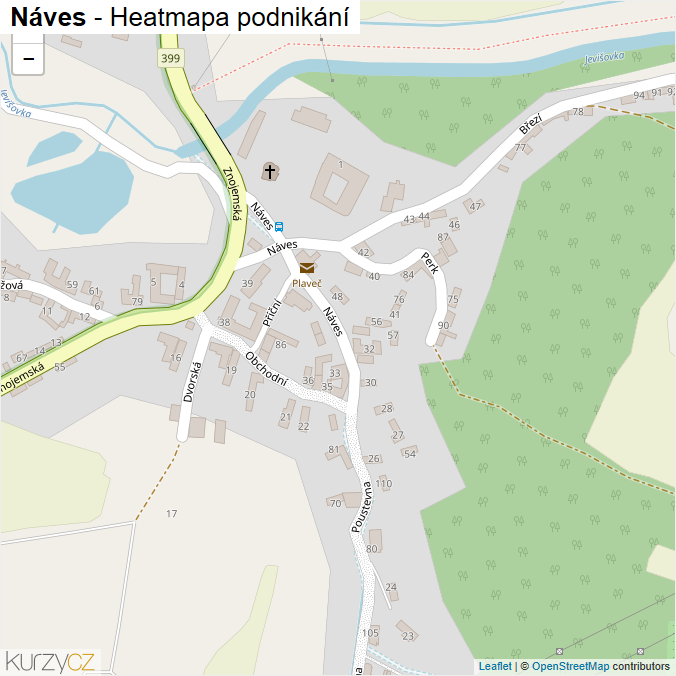 Mapa Náves - Firmy v ulici.