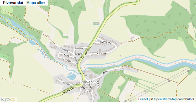 Pivovarská - mapa ulice