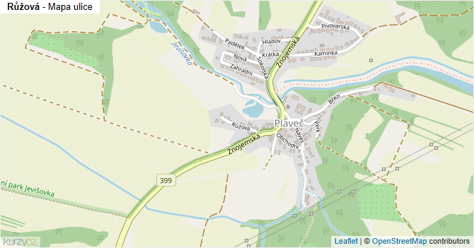 Růžová - mapa ulice