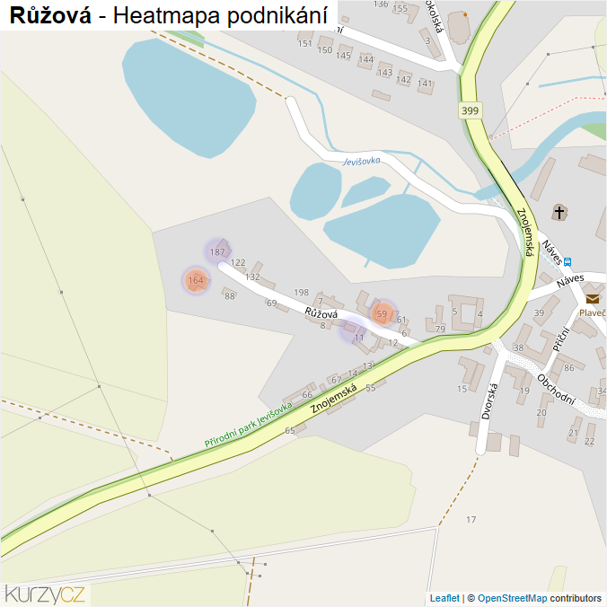 Mapa Růžová - Firmy v ulici.
