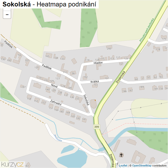 Mapa Sokolská - Firmy v ulici.