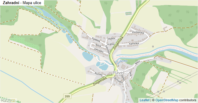 Zahradní - mapa ulice