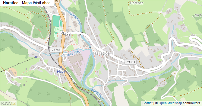 Haratice - mapa části obce