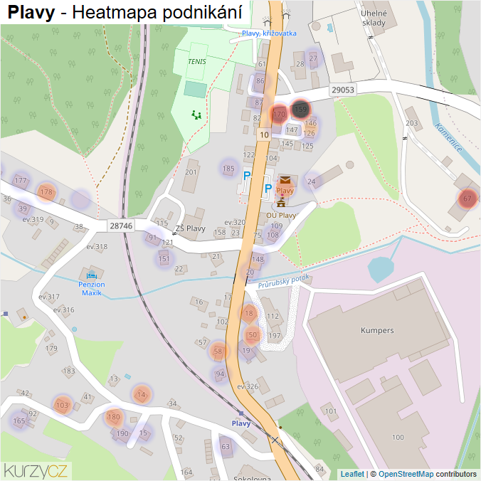 Mapa Plavy - Firmy v části obce.